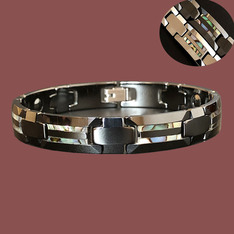 Ceramic Link Bracelet - 10mm Havey 펑크 블랙 세라믹 팔찌