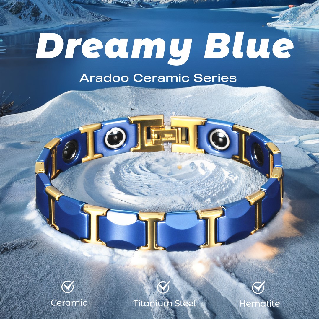 Ceramic Link Bracelet - 꿈꾸는 듯한 블루 세라믹 팔찌 티타늄