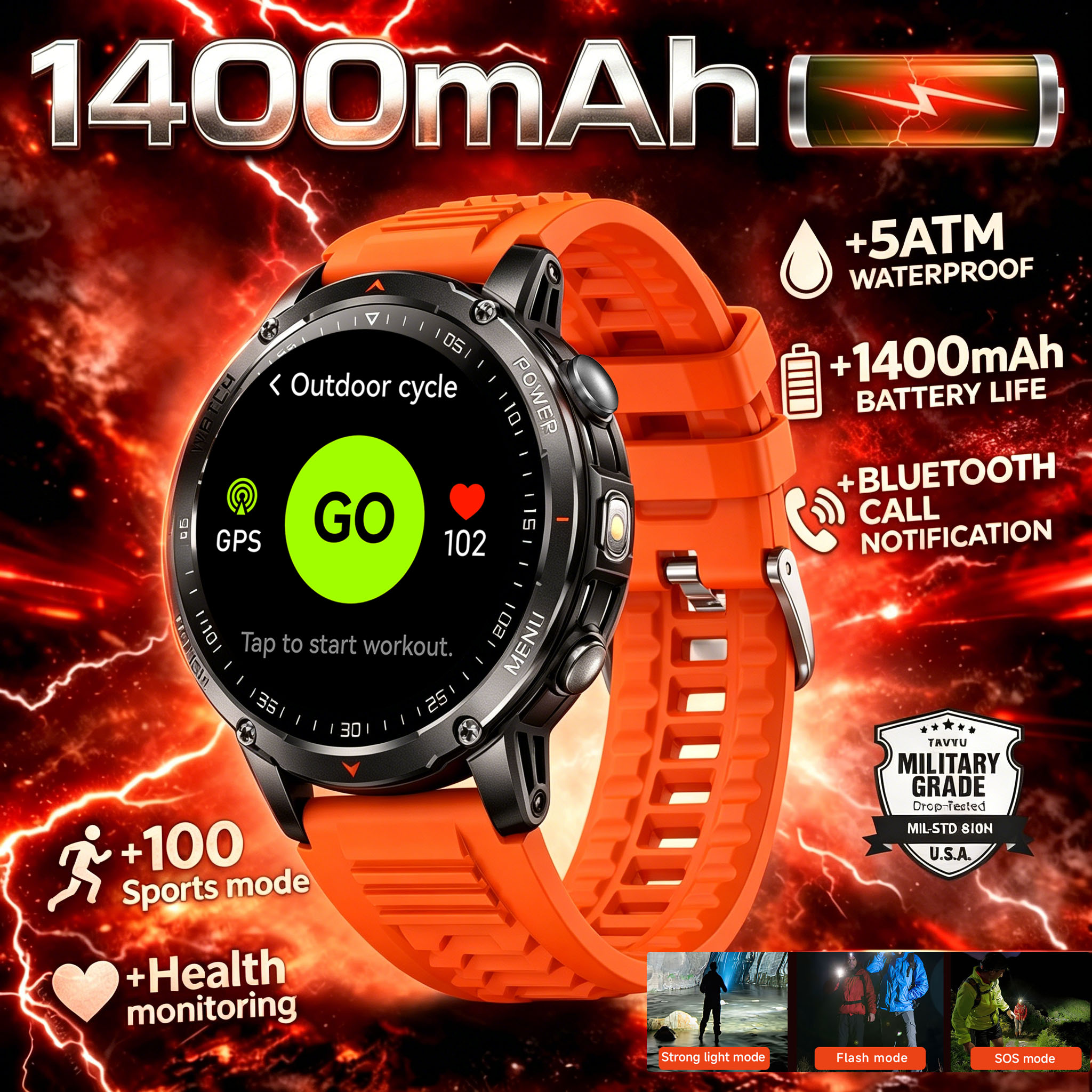 Android Smartwatch Accessories - 2026 새로운 T-Rex3 Pro 1400mAh 배터리