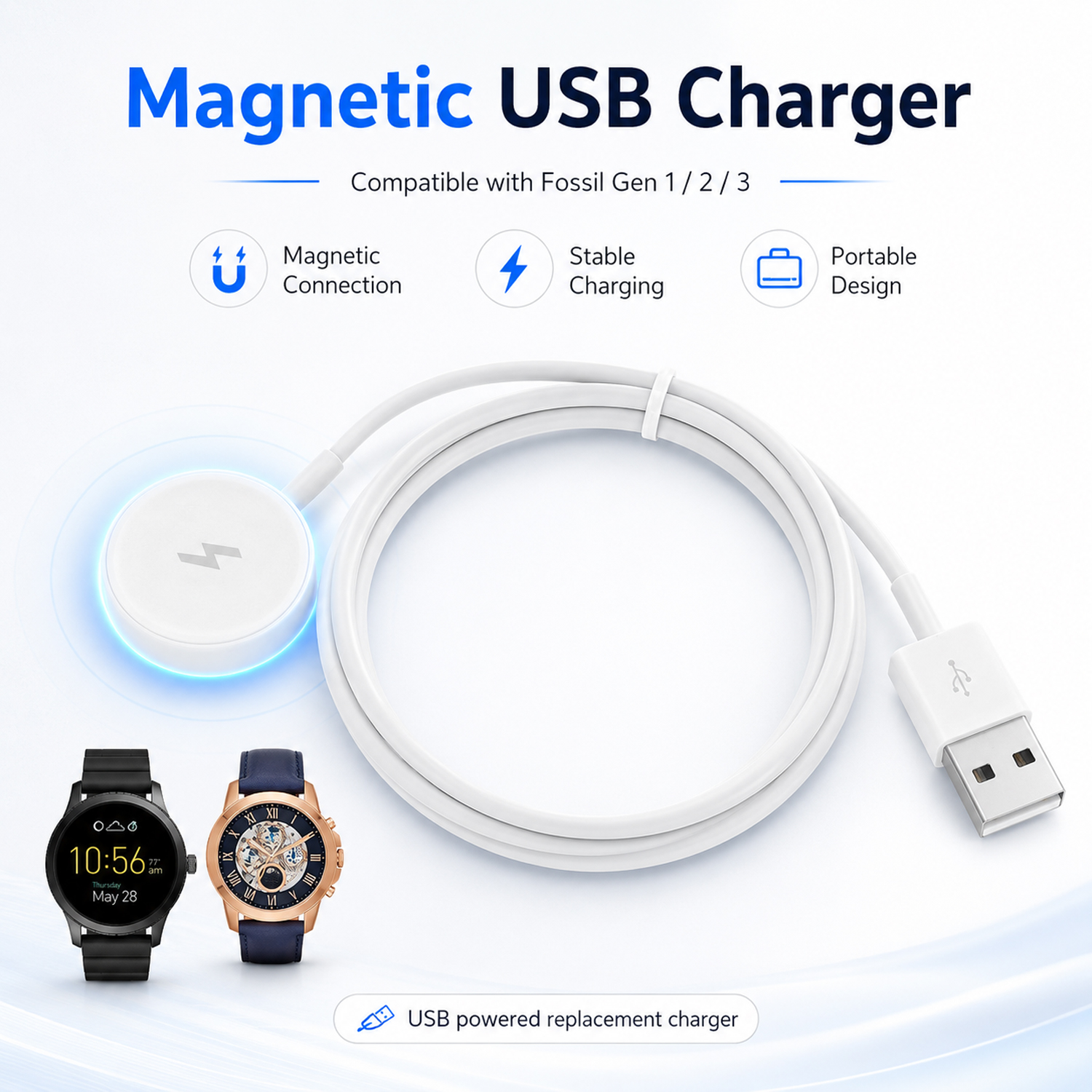 Fossil Smartwatch Accessories - USB 시계 충전기 어댑터 스마트워치 충전
