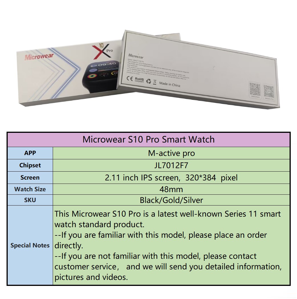 Smartwatch M Active - IP68 방수 S10pro 스마트워치 48mm 바디