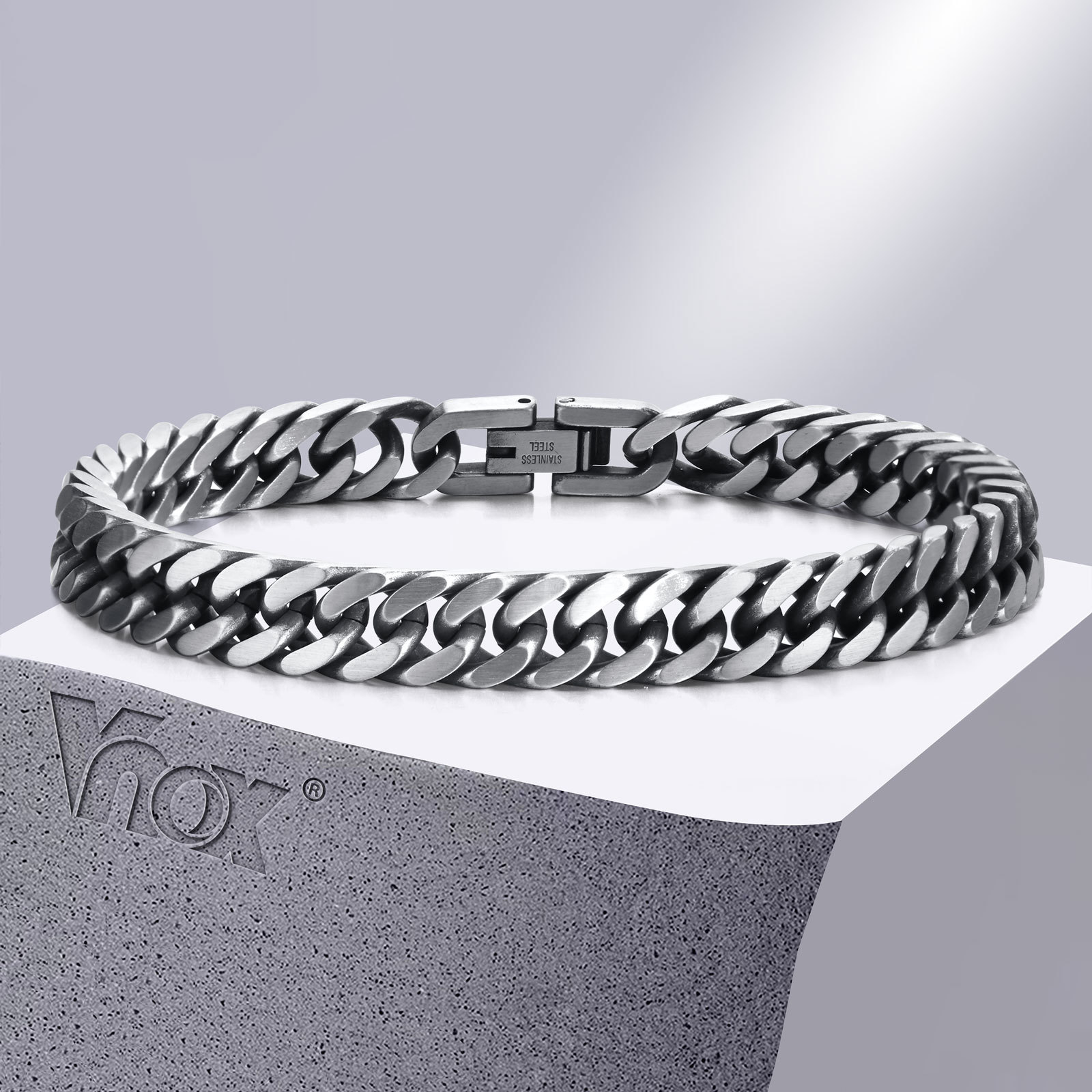 Ceramic Link Bracelet - 남성용 Vnox Chunky 레트로 쿠바 체인