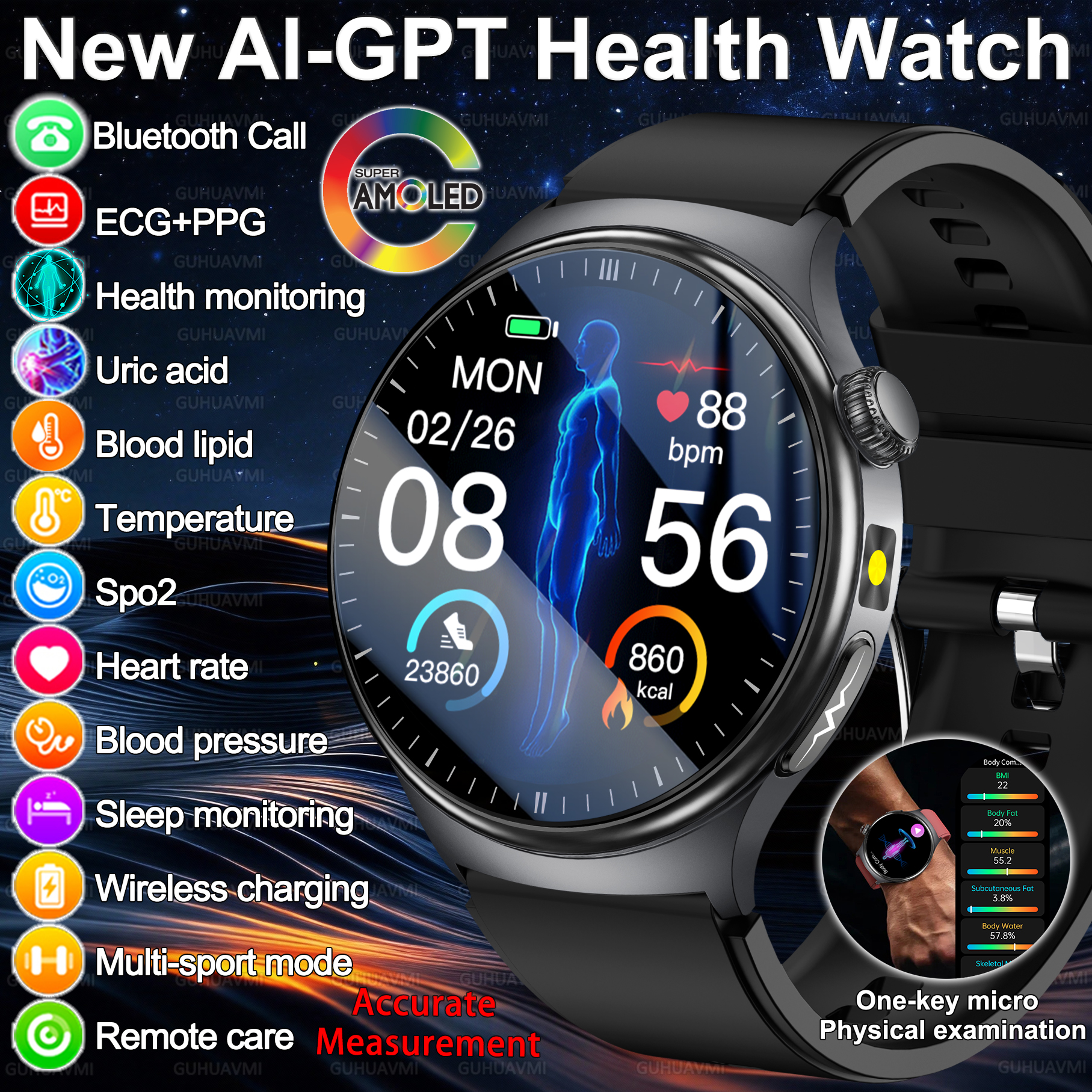 Android Smartwatch Accessories - 2026 신형 정확한 진단 스마트워치 체지방