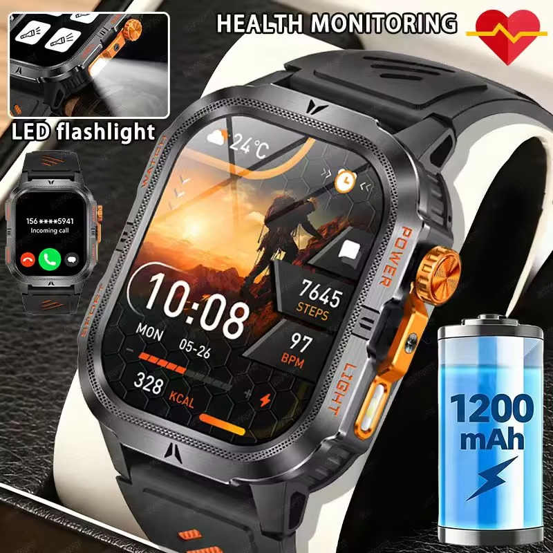 Smartwatch M Active - 2026년형 러기드 밀리터리 스마트워치 남성용 1200mAh