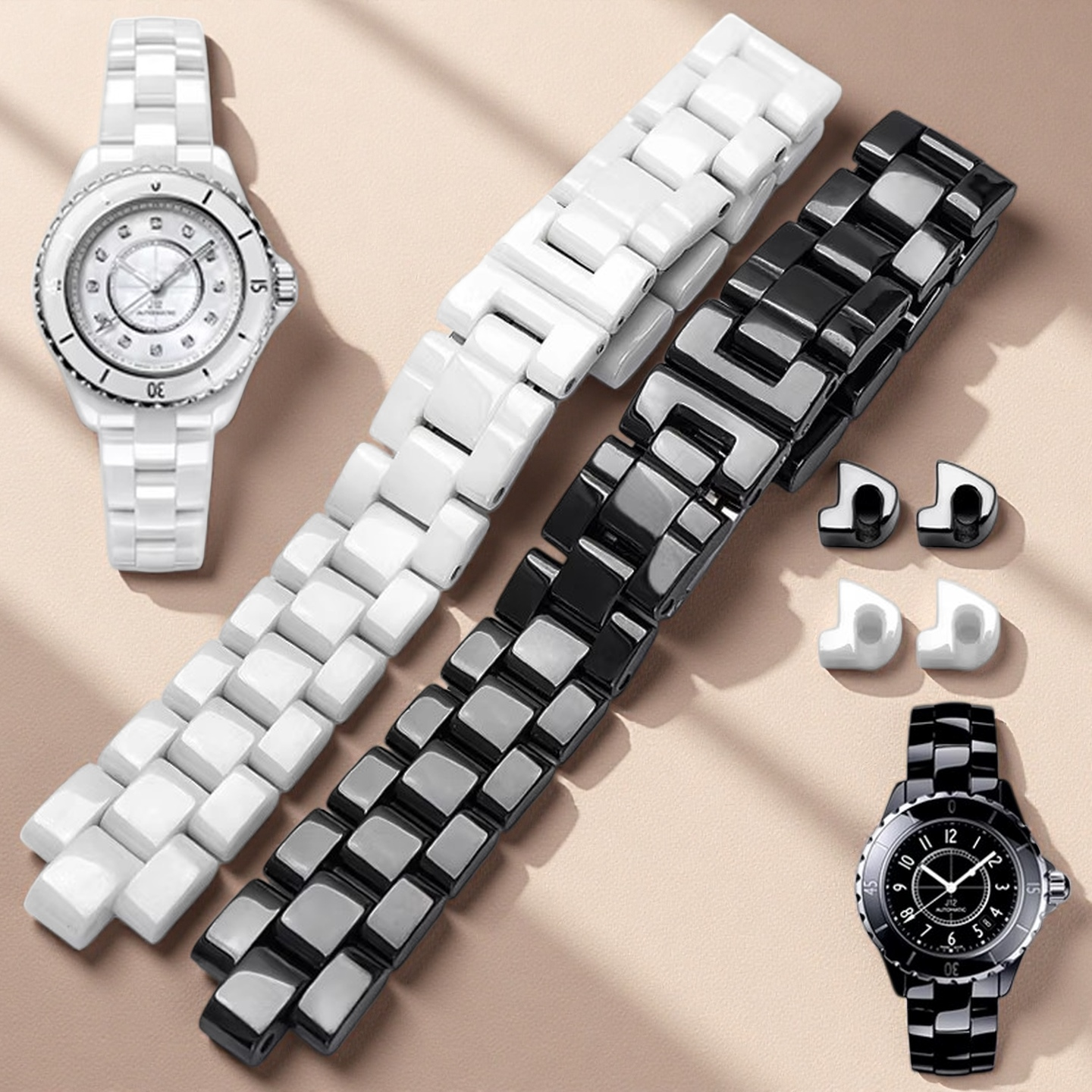 Ceramic Link Bracelet - 프리미엄급 세라믹 시계줄 블랙 화이트 J12