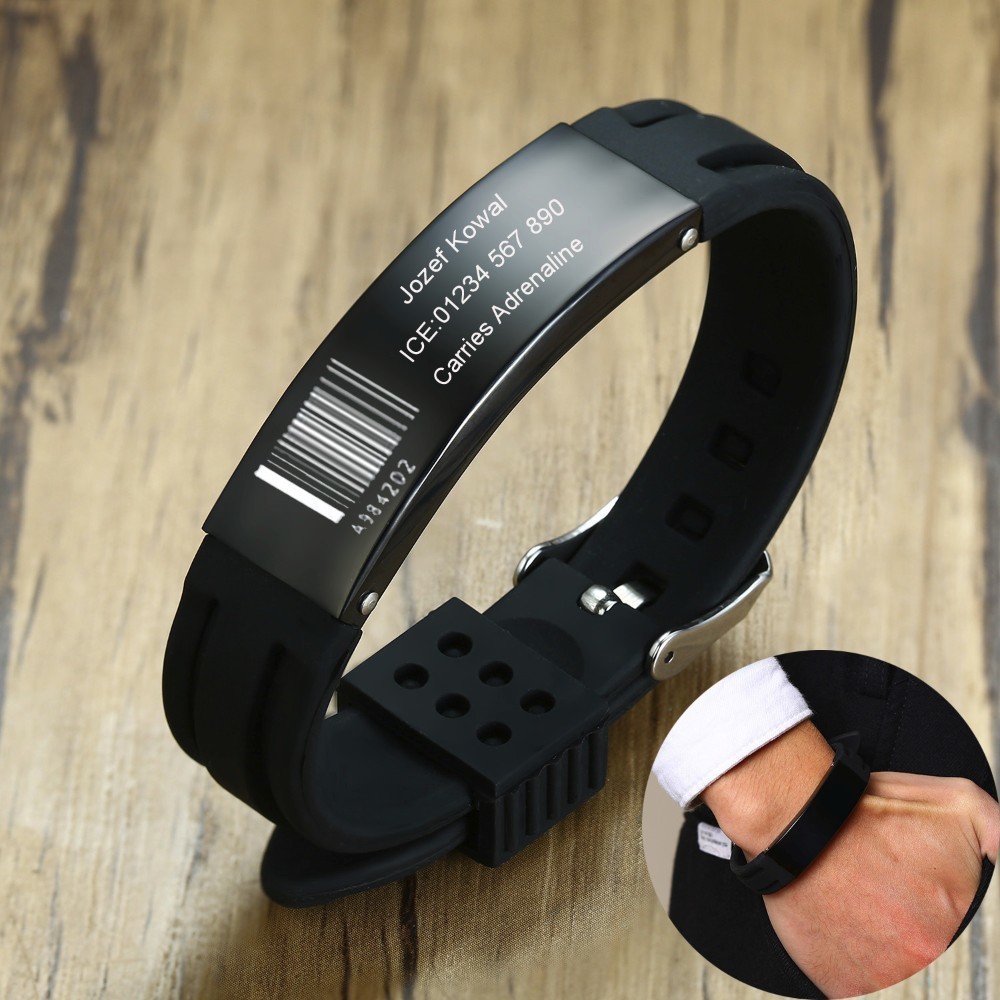 Silicone Band Replacement - 개인화 된 실리콘 팔찌, 블랙 시계