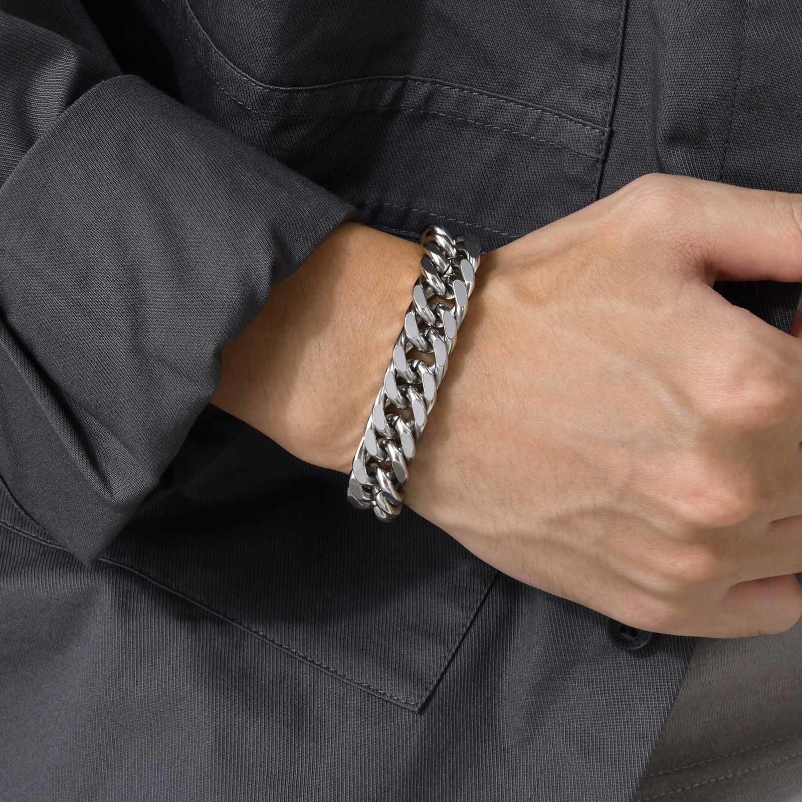 Ceramic Link Bracelet - 남성용 청키 8/10/12/15MM 스테인리스 스틸 쿠반