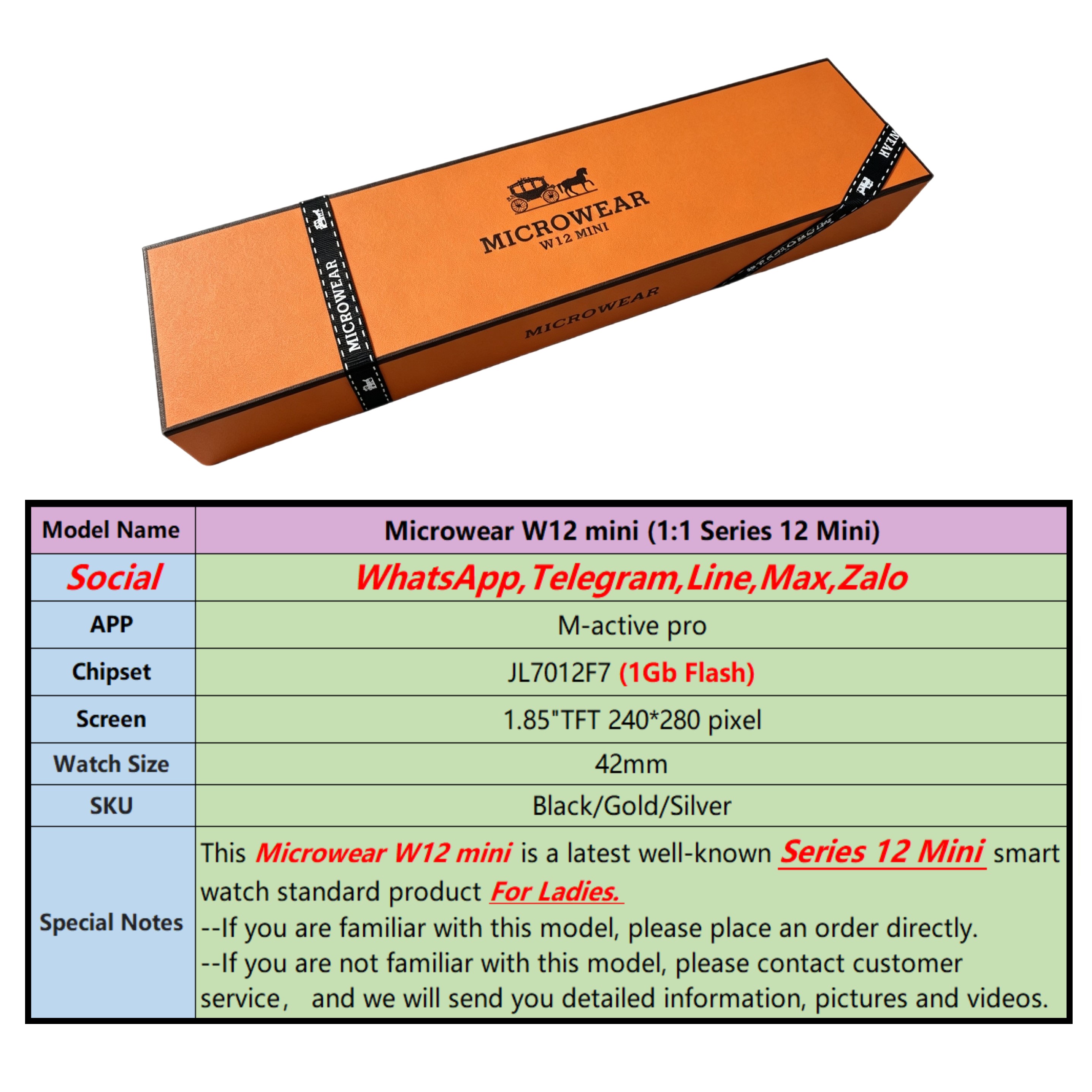 Smartwatch M Active - 42mm W12 미니 시리즈 12 11