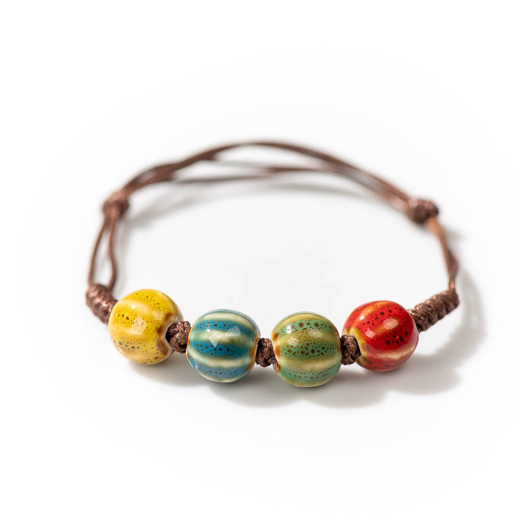 Ceramic Link Bracelet - 수제 세라믹 복고풍 스타일 비즈 사이즈