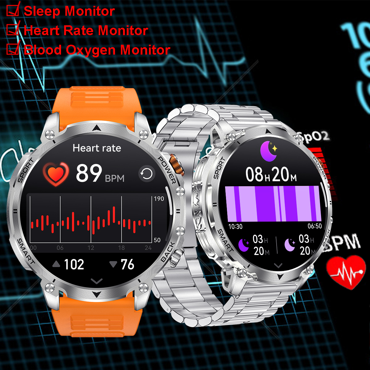 새로운 군용 남성용 야외 스포츠 스마트워치 1400mA - Android Smartwatch Accessories 리뷰 및 가격
