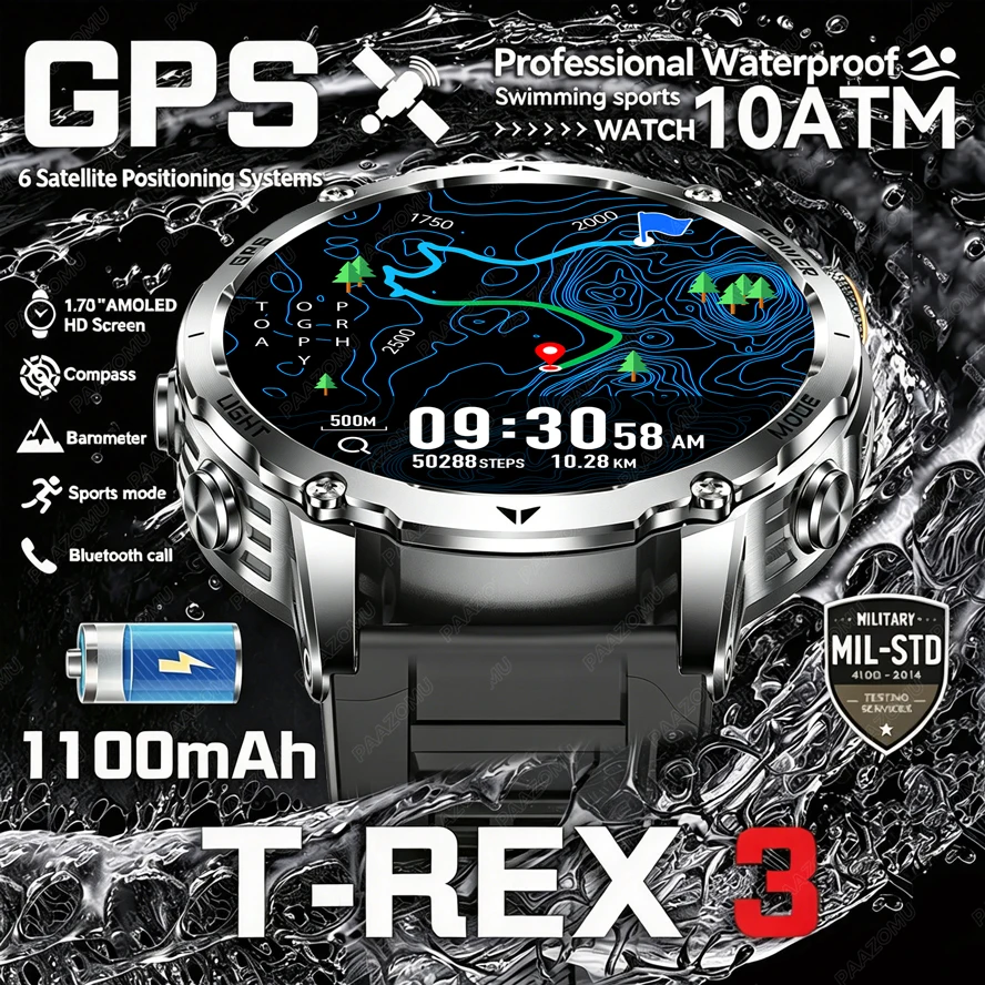 티렉스 3 밀리터리 그레이드 스마트워치 1100mAh  - Smartwatch M Active 리뷰 및 가격