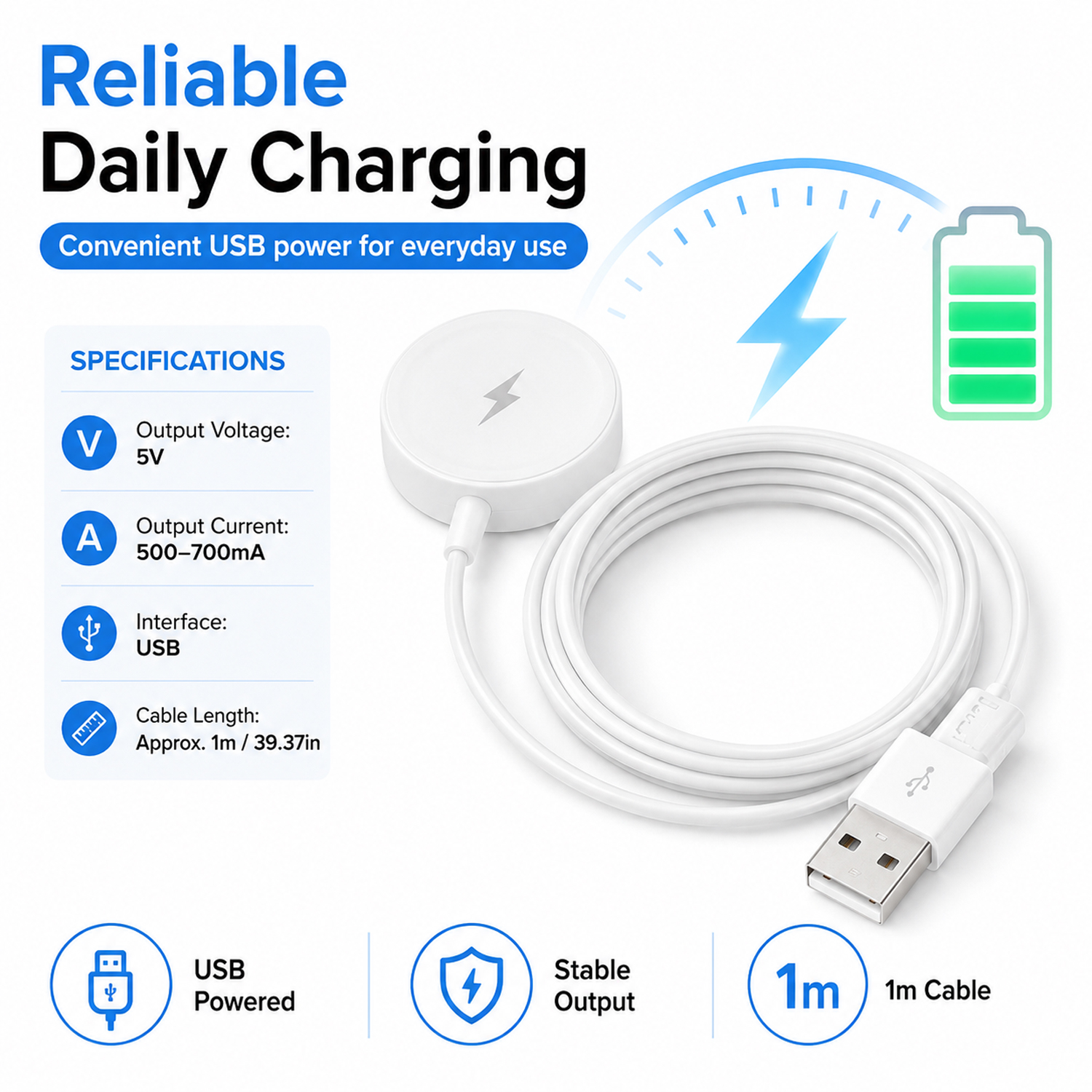 USB 시계 충전기 어댑터 스마트워치 충전 케이블 도크 - Fossil Smartwatch Accessories 리뷰 및 가격
