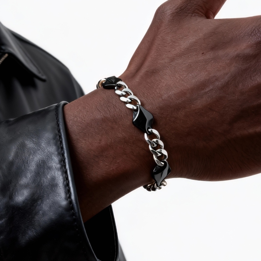 남성용 멋진 펑크 스테인레스 스틸 체인 팔찌, 21CM - Ceramic Link Bracelet 리뷰 및 가격