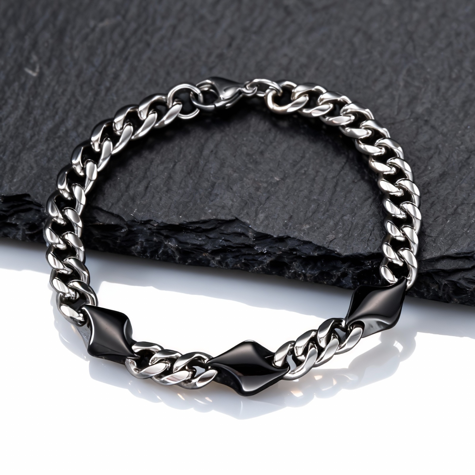 남성용 멋진 펑크 스테인레스 스틸 체인 팔찌, 21CM - Ceramic Link Bracelet 리뷰 및 가격
