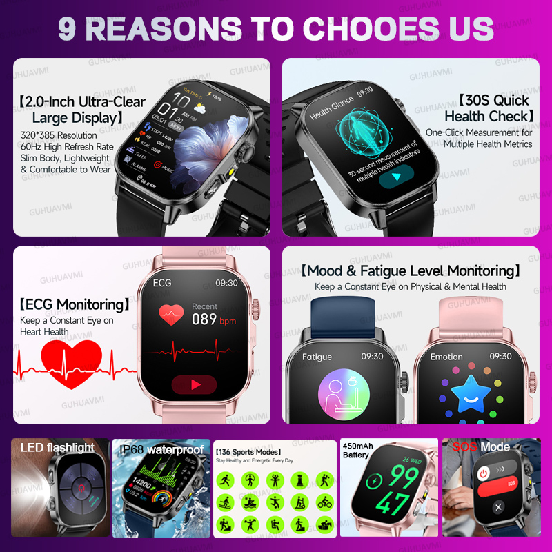 새로운 오리지널 여성 맞춤형 AI 건강 스마트워치 EC - Smartwatch Nexus 리뷰 및 가격