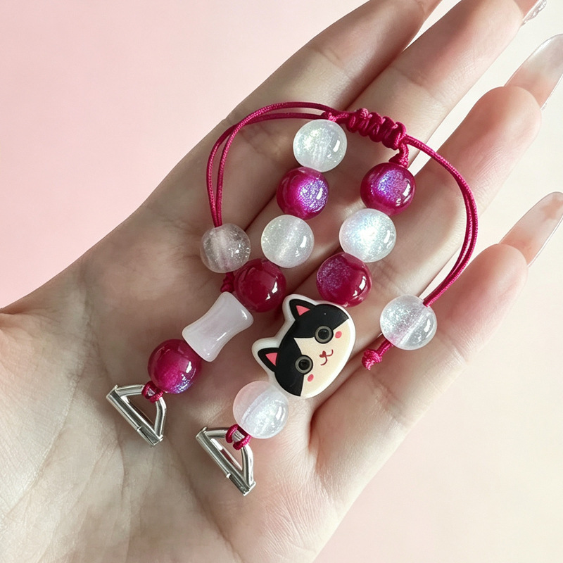 마카롱 비즈 스마트 워치 스트랩 만화 고양이 직조 밴드 - Smart Watch Accessories 리뷰 및 가격