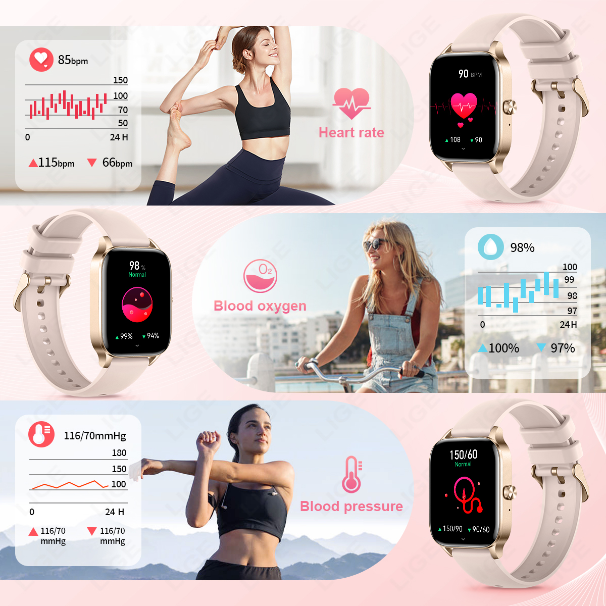 LIGE 패션 스마트 워치 여성용 커스텀 워치 페이스, - Smartwatch Instagram 리뷰 및 가격