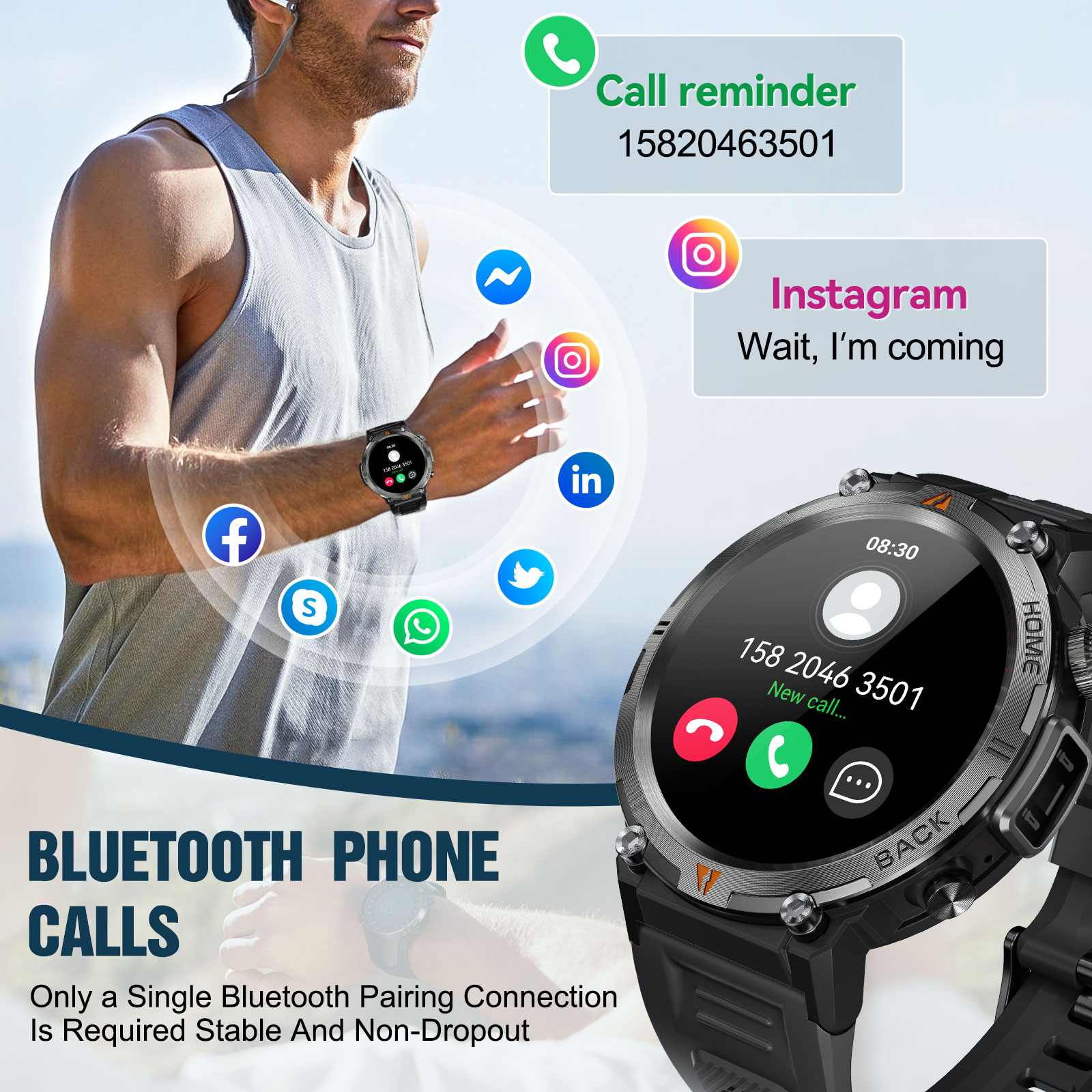EIGIIS KE3 블루투스 통화 스마트 워치 남성용  - Smartwatch Faces 리뷰 및 가격