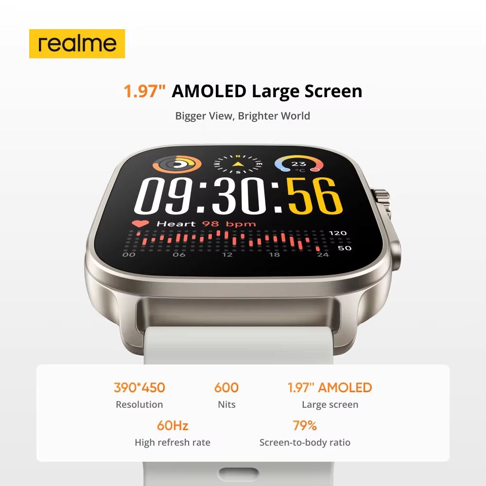 글로벌 버전 리얼미 워치 5 1.97인치 600니트 A - Smartwatch Faces 리뷰 및 가격