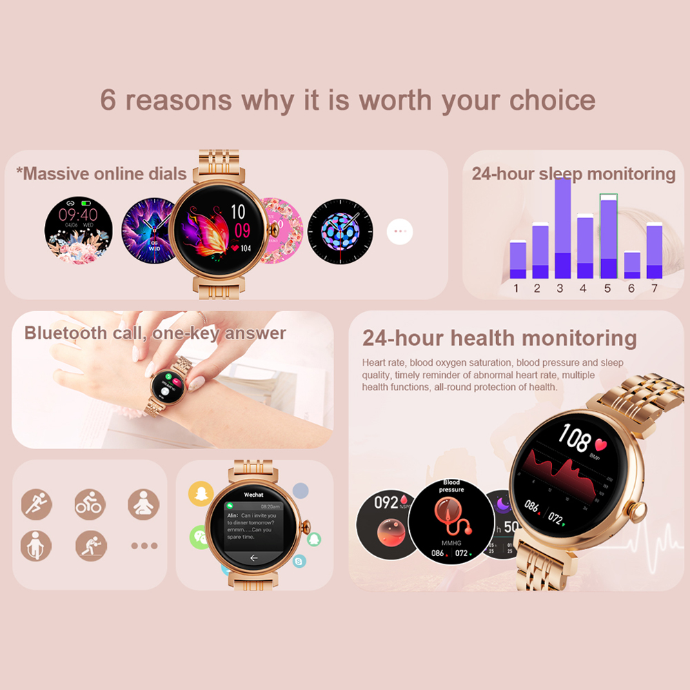 여성용 AMOLED 스크린 패션 스마트 워치 스크린,  - Smartwatch Faces 리뷰 및 가격