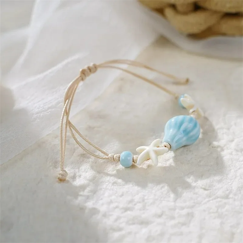보헤미안 조가비 불가사리 껍질 여성을위한 페르시 팔찌  - Ceramic Link Bracelet 리뷰 및 가격