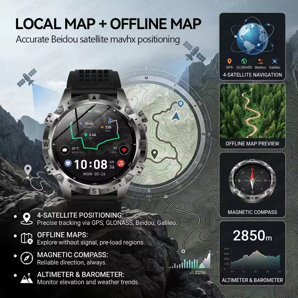 새로운 야외 군용 탱크 울트라 스마트 워치 GPS 지도 - Smartwatch Nexus 리뷰 및 가격